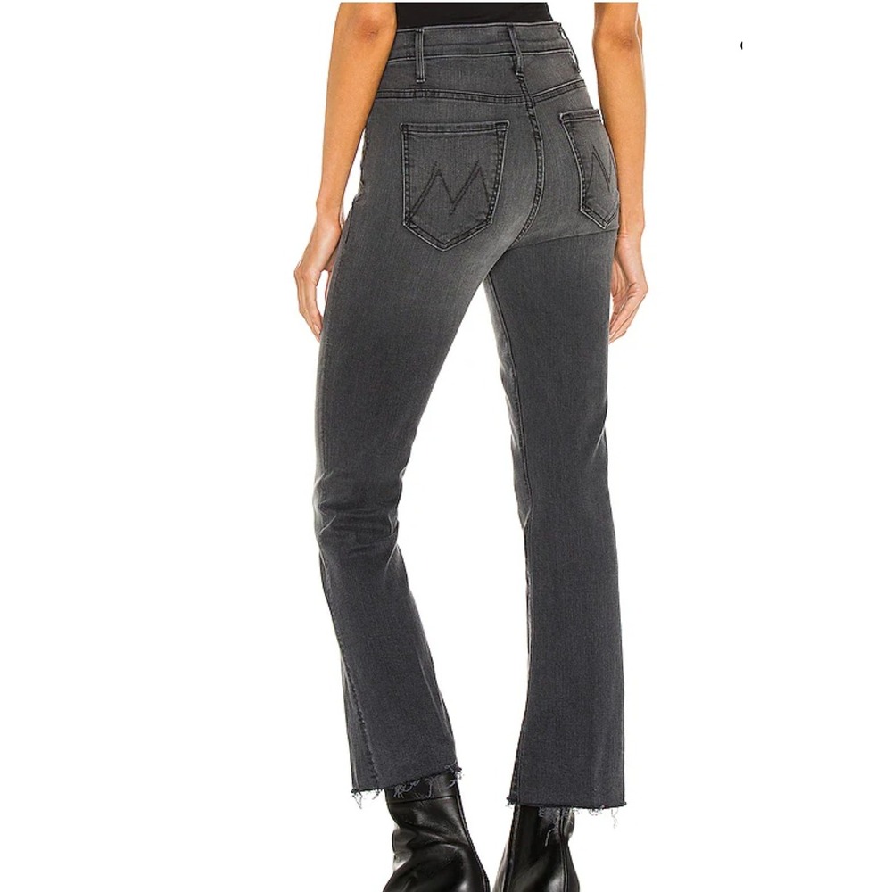 Mother Denim The Hustler Ankle Fray Jeans in Lighting Up Lanterns Black sz 27 - Picture 2 of 6